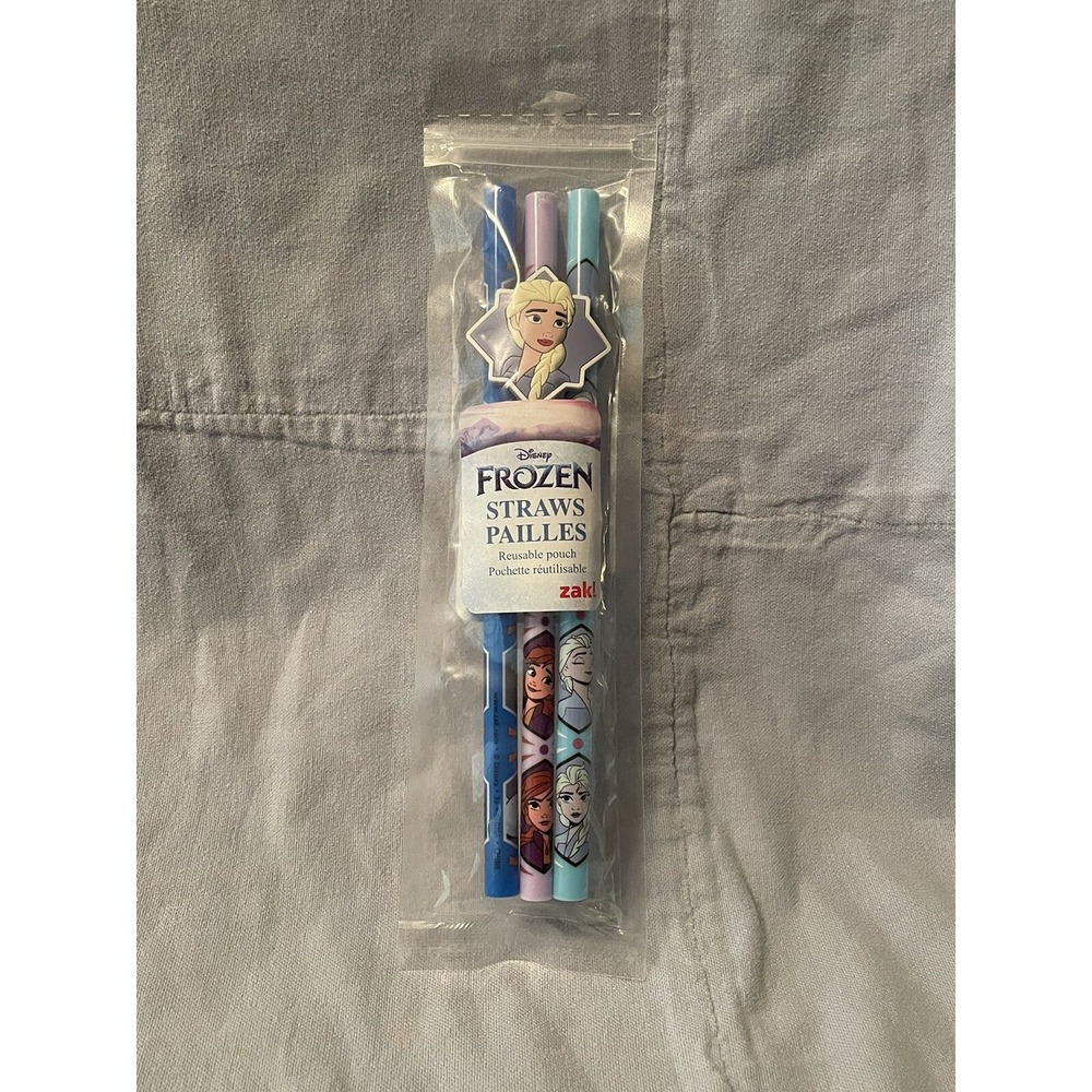 NEW Walt Disney‎ Frozen 2 Plastic Drink Straw Set Reusable w/ Medallion 3 Pack